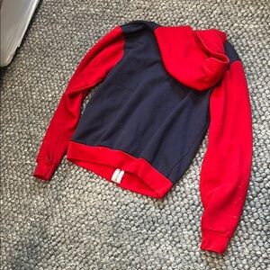 American Apparel F497 Fleece Navy Red Color-block Zip-Up Hoodie